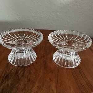 Vintage Hazel Atlas Partylite Glass Candle Stick Holders - set of 2